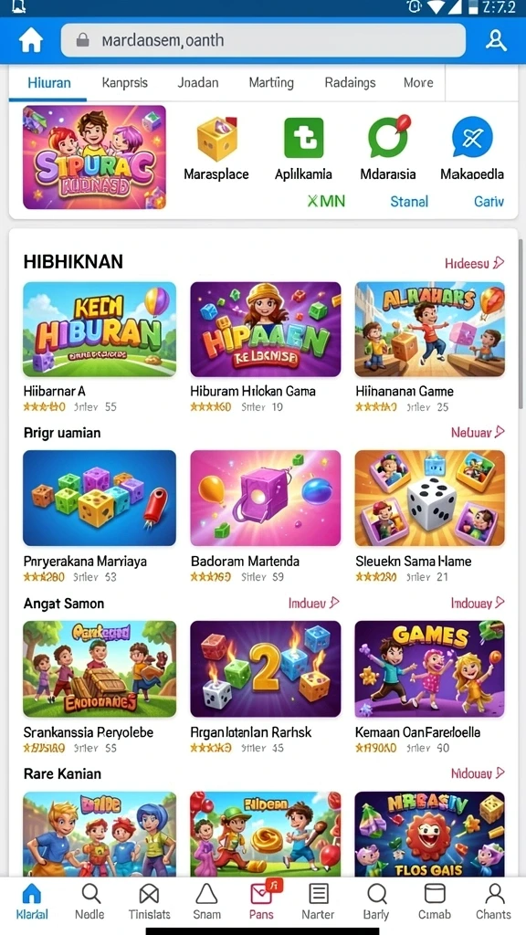 Screenshot menunjukkan suasana level yang penuh warna dan menantang.